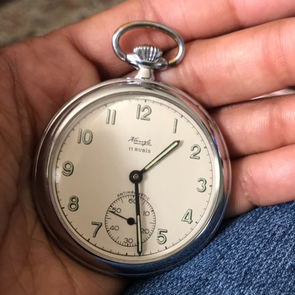 Rare Original 1960s Antique Vintage Kienzle German Hunter’s Pocket Watch. Works! - Picture 2 of 5